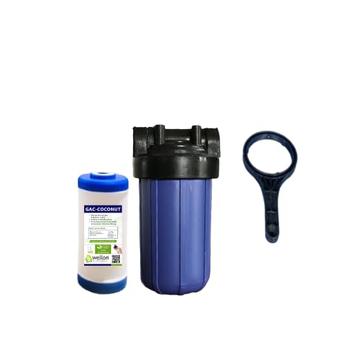 Wellon Main-LIne ChlorineShield Carbon Cartridge with 10 Inch Blue Housing | with Jumbo Carbon Block Filter | Removes Chlorine, Odour, Bad Taste from Water | Spanner-image-25