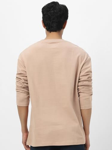 Image of Urbano Fashion Men's Textured Round Neck Oversized Full Sleeve Cotton T-Shirt