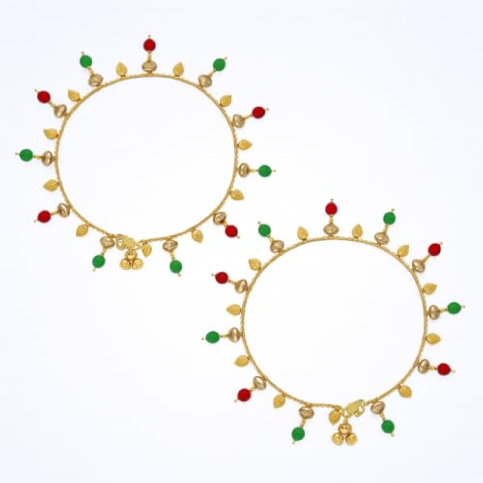 Women's Fancy Golden Finish Multi Colour Stud Payal, Festive