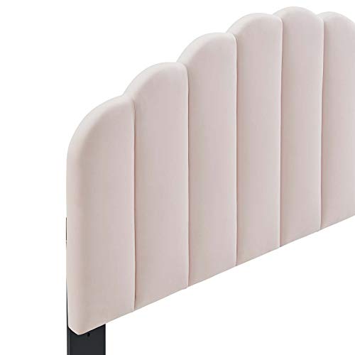 Modway Veronique Channel Tufted Performance Velvet Upholstered Twin Headboard in Pink by Modway - Image 3
