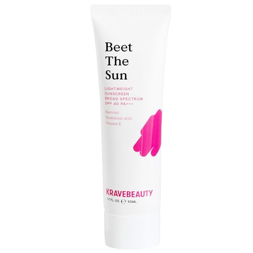 KraveBeauty Beet The Sun SPF 40 – Korean-Inspired Daily Broad Spectrum Sunscreen, Non-Greasy Chemical SPF, No White Cast, Vegan & Cruelty-Free, 1.7 fl oz
