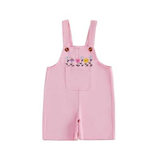 WZTYYDS Toddler Girl Flower Embroidered Overalls Jumpsuit