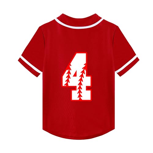 Mowbeat Toddler Baseball Jersey Kids 4th Birthday Shirt Boy 4 Years Old Birthday Jersey Short Sleeve Button Shirts3