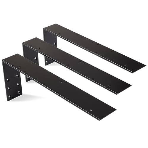 Yampos 3 Pack Countertop Support Bracket 16"x6"x2.5", Premium Heavy Duty Solid Steel Hidden L Bracket, 1/4" Thick for Granite, Quartz, Wood, Concrete, Laminate Countertops & Floating Shelves