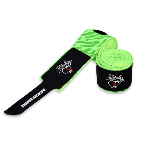 Image of Mexican-Style Boxing Hand Wraps - Breathable Stretch Cotton /Poly, 2 inch Wide with Hook & Loop, CAT Skin Graphic & Zeal to Win Slogan 2.5 Meter