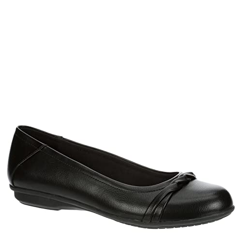 Lauren Blakwell Eliana - Womens Faux Leather Round Toe Comfortable Dress Flat Black, Size 8.0 Medium Width