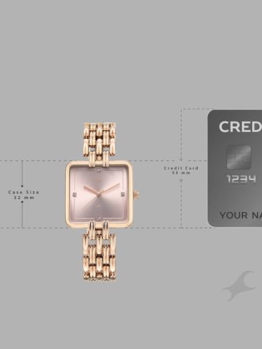Image of Fastrack Vyb Minimalist with Quartz Analog Pink Dial Rose Gold Alloy Strap Watch for Girls - FV60122WM01W