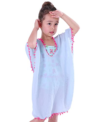 MissShorthair Girls Swim Cover Up Beach Swimwear Coverup Swimsuit Wraps with Pom Pom Trim