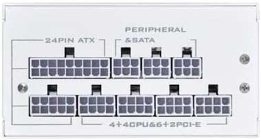 Close-up of modular connectors on LIAN LI SP850 White Power Supply