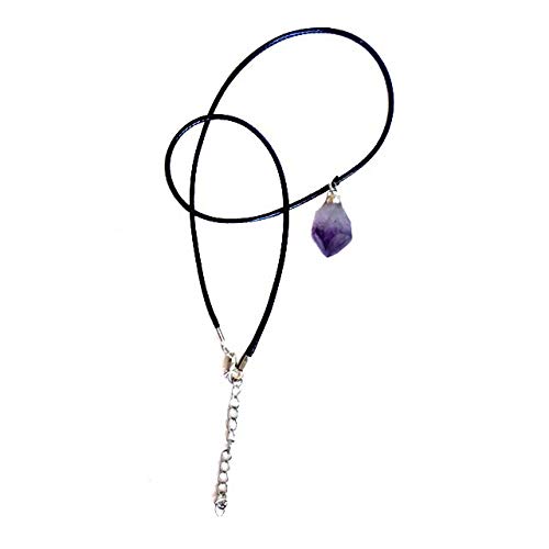 Colar Cordão Pedra Ponta de Ametista Bruta Natural