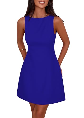 PRETTYGARDEN Womens Formal Short Dresses 2025 Summer Sleeveless Boat Neck