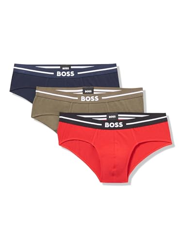 BOSS Men's 3-Pack Bold Logo Hipster Briefs
