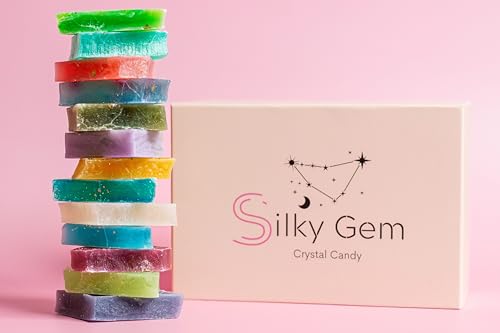 SILKY GEM - The Gemmies, Edible Crystal Candy, 8-10 Small Clusters, Mixed Flavors, Sample Box, Kohakutou, Edible Gem, Vegan, Gluten Free, ASMR