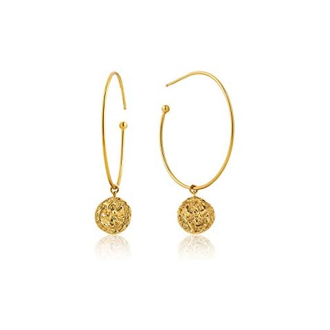 925 Sterling Silver Dangling Coin Drop Statement Half Hoop Earrings for Women, Yellow Gold Plated Cover