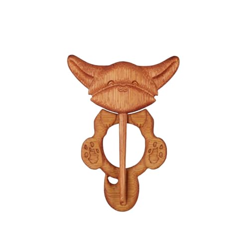 Image of Pokinge 2Pcs Wooden Carving Brooch Pin Cartoon Animal Sweater Brooch Cute Wood Carved Scarf Buckle Women Shawl Pin Creative Craft Gifts For Girls