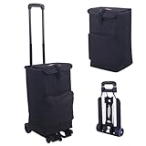 Shopping Trolley, Foldable Shopping Cart with Wheels 77 lbls Heavy Loading Shopping Trolley Quiet ＆ Smooth Rolling Grocery Cart with Removable Bag ＆ Comfortable Handle for Products, Groceries