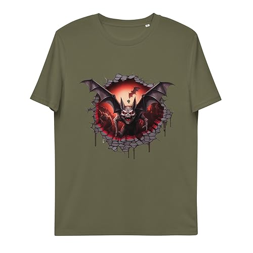 T-shirt Halloween en coton bio motif chauve-souris 3D pour un look spooky