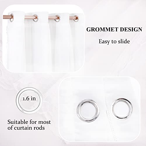 Image of Winter White Curtains Double Layered Solid and Sheer Window Treatment Panels Pair with Grommet Top for Living Room Patio Door, 52 x 96 inches, Winter White, 2 PCs