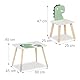 Relaxdays Kindersitzgruppe, Dino-Design, Kindertisch mit Stuhl, Mädchen & Jungen, Sitzecke für Kinderzimmer, weiß/grün