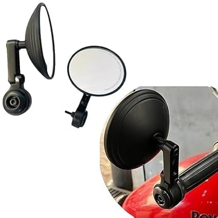 Image of Premium Handle Bar End Mirror compatibility for Jawa 42, Bobber, Classic, Yezdi Roadster, Yezdi Scrambler, New Reborn Classic, Left and Right Side Pair