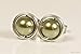 Sterling Silver Olive Green Pearl Stud Earrings Handmade Jewelry