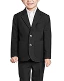 Boys Patch Pockets School Blazer Casual Two Button Suit Jacket Kids Sport Coats Black
