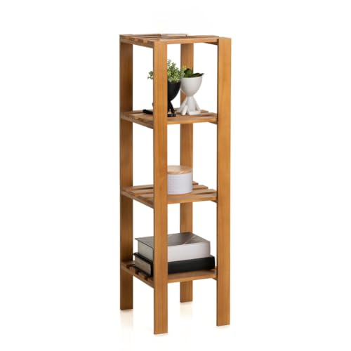 Estante Armário Multiuso 4 Prateleiras de Madeira Maciça, Torre O...