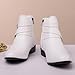 ENOEGMSD Men's Leather Chunky Heel Chelsea Boots Fashion Pointed Toe Side Zipper Chukka Booties Classic Buckle Strap Block High Heels High Top Formal Dress Ankle Boots (White,9)