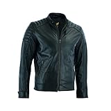 Leatherick Herren Biker Lederjacke Lammfell schwarz mit Reißverschluss verschiedene Taschen Schwarz XL