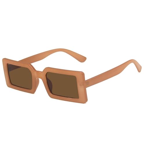 FORLUZ Gafas de sol rectangulares verdes de moda para mujer, con cristales transparentes tipo océano, estilo vintage, para hombre, con protección UV400 (té gelatinoso)