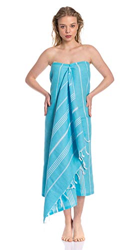 Clotho Turkish Beach Towel Set Of 4 With Towel Bands - Beach Towels Oversized 4 Pack - Sand Free Quick Dry Turkish Playa Towel - 100% Cotton 39 X 70 Inch - Light Travel Towel #TOP4