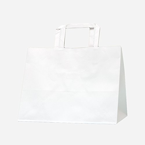 シモジマ ヘイコー 手提 紙袋 フラットチャームバッグ 280-1 シロ 28x18x22cm 50枚 003277505
