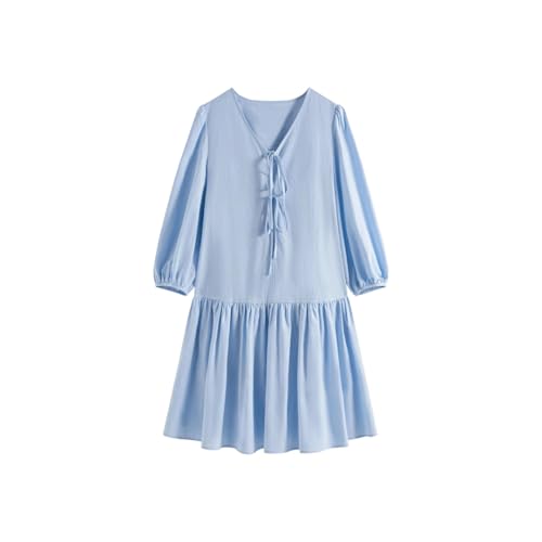 Women's Dresses French V-Neck A-Line Midi Gown with Bow Detail