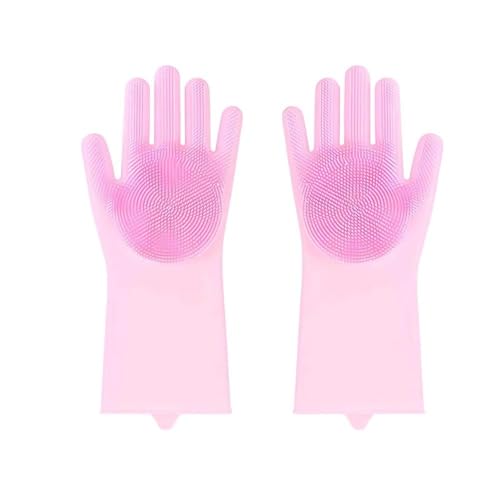ECONOVA Pets Massage, Deshedding & bathing Glove (1 Pair) — Heat-Resistant Silicone Pet Grooming Mitt, 3-in-1, Non-Slip Brush Texture, Hanging Hole Design, Gentle Cleaning for Dogs & Cats – PINK