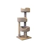 Maykoosh Contemporary Chic 52" Deluxe Cat Tree, Brown - Large Size, 20" L x 20" W x 46" H, Wood, Scratching and Entertainment for All Breed Sizes