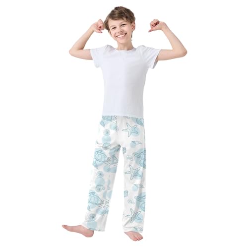 Boys' Pants Sea Turtle Starfish Blue Line Long Bottoms Jogger Pants Elastic Waist Trousers with Pockets S-XL2
