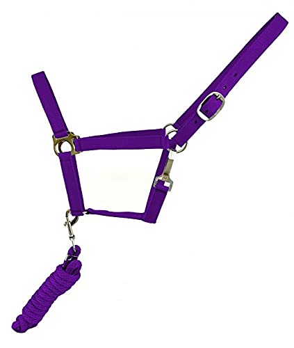 Adjustable Nylon Halter W/ 8 1/2' Removable Lead Rope (Purple) #TOP2
