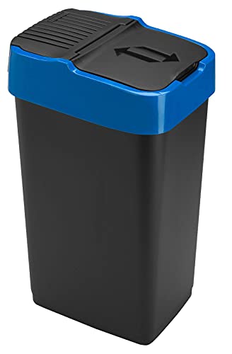 Sterling Ventures 35L Plastic Indoor Recycling Bin with Double Swing Lid Top Colour Coded (Blue)
