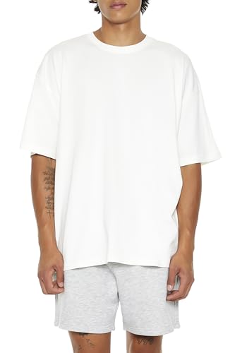 Forever 21 Cotton Crew High-Low Hem Tee White XX-Large | Amazon.com