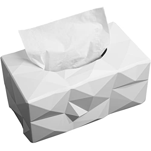 Mlyzgy Tissue Box Cover,Rectangular Melamine Resin Kleenex Tissues Boxes Geometry Block Tissue Box Holder For Bathroom Vanity, Countertops, Dressers, Night Stand, Parlors And Office Home Decor (White) #TOP29