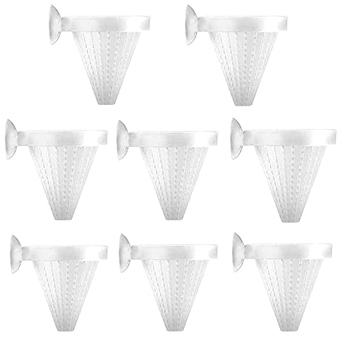 alfyng 8pcs Aquarium Red Worm Cone Feeder, Bloodworm Cone Feeder, Shrimp Fish Food Feeding Plastic Cup with Suckers for Fish Tank (2.64 x 2.64 inch)
