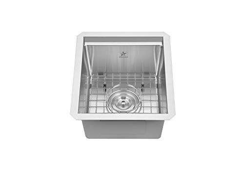 Starstar Workstation Ledge Undermount Single Bowl 304 Stainless Steel Kitchen/Yard/Bar/Laundry/Office Sink, With Grid, Cutting Board, Strainer With Basket (15 X 17 X 10) #TOP2