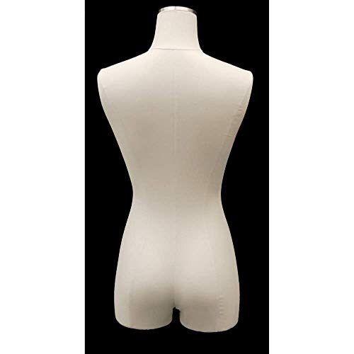 Adult Female White Linen Pinnable Dress Form Mannequin 3/4 Torso with Thighs and Rolling Chrome Base #F1WL-WCDX - Thumbnail 5