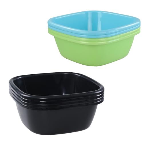 Lesbye Barreño Cuadrado de Plastico, Juego de 4 Pequeños Barreños, Negro