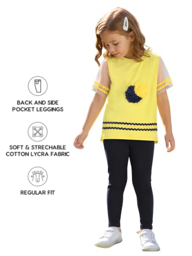 Image of Pilolo Kids Soft Cotton Lycra Solid Ankle Pocket Leggings for Girls