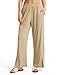 FitsT4 Sports Wide Leg Swim Beach Pants for Women Quick Dry Lightweight Sun Protection Travel Pants with Pockets Khaki M