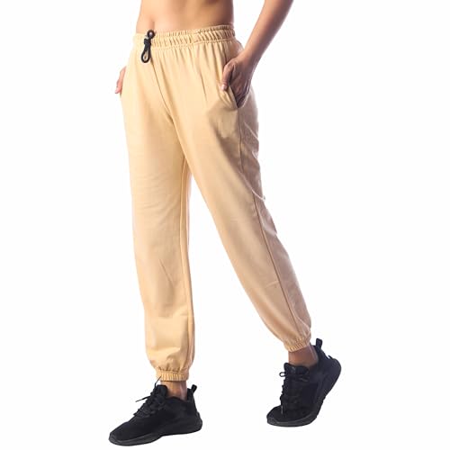 Image of London Hills Women's High Rise Cotton Blend Regular Fit Joggers Track Pants Solid Track Pants