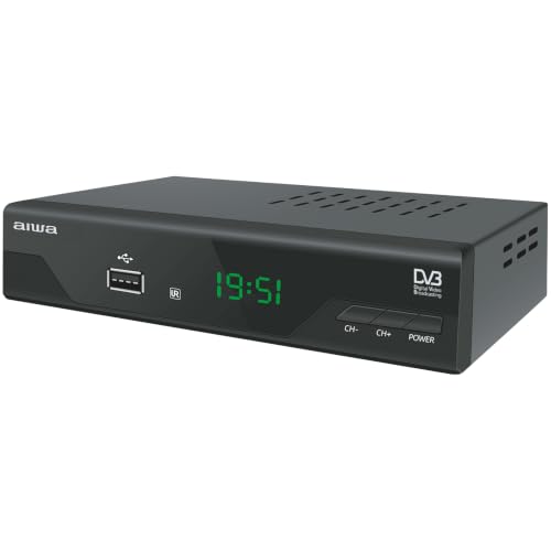 Aiwa DVBT-600 TDT HD, DVB-T2/C H.265 HEVC FTA Full HD PVR, USB, HDMI, SCART, sintonizador de TV Digital terrestre, TDT para TV Antigua de Alta definición, Mando a Distancia Universal 2 en 1