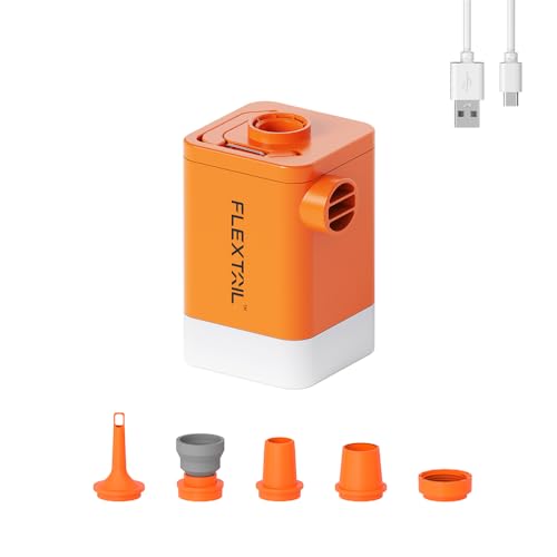 FLEXTAILGEAR 4.5kpa Air Pump for Inflatables, Protable Air Mattress Pump with LED Light,4800mAh Rechargeable Battery,Rapid in/Deflation with 300 L/min Airflow for Air Mats,Swimming Rings,Vacuum Bags