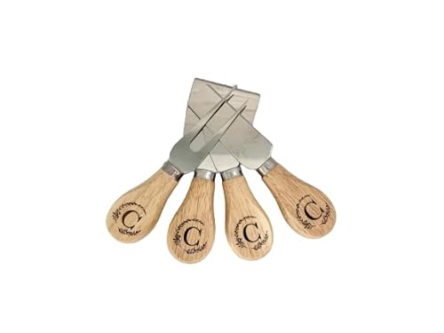Monogram Wood Cheese Knives, Personalized Charcuterie Knives for entertaining, Stainless